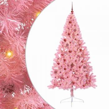 VidaXL 300-LED Pink PVC Pre-Lit Tree – 210 cm