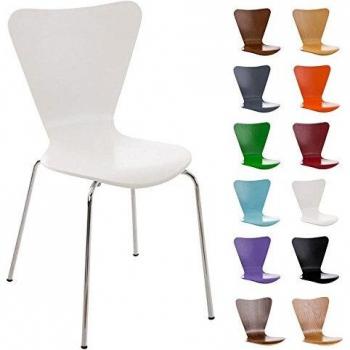 CLP Konferenzstuhl Calisto mit stabilem Metallgestell und Holzsitz 45 cm weiß
