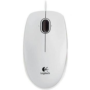 Logitech B100 Ratón Óptico con Cable, 3 Botones, Ambidiestro, Blanco