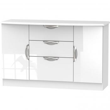 Swift Camden Large Sideboard – White, 2 Doors, 3 Drawers, 128 cm