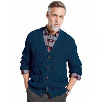 Aran-Style Men's Knitted Cardigan