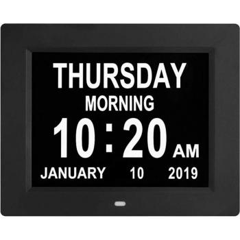 LED Time Wall Clock with Calendar and Nightlight for Living Room