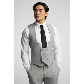 Grey Check Tailored Fit Waistcoat