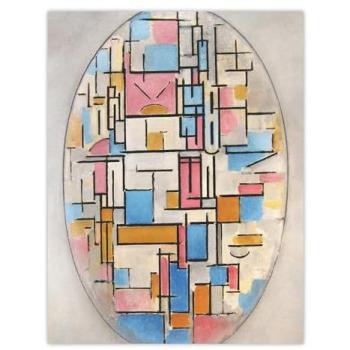 Artery8 Abstract Mondrian Oval Art Print – 24 W × 32 H, White Background