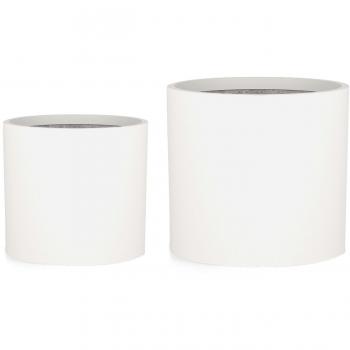 Blumfeldt Gendt Lot 2 Pots (L/XL) – Matériau Ciment & Fibre de Verre – Blanc