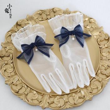 Elegante Lolita Handschuhe im Retro-Stil mit Spitzen-Bowknot