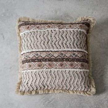 Mahika Natural/Black Cotton Throw Pillow
