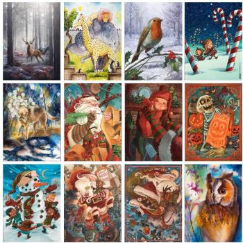 DecoNatal 20x30 cm: Babbo Natale a Punto Croce in Perle Rosse