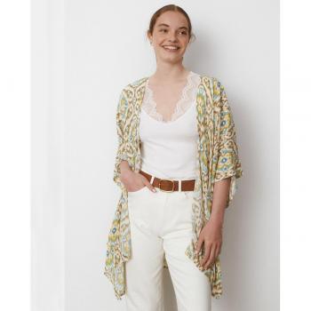 Kimono étnico Vila Ulu beige con estampado multicolor