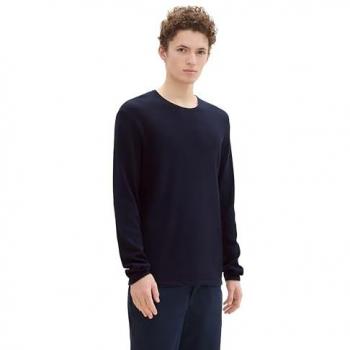 TOM TAILOR Denim Rundhalspullover, mit Struktur
