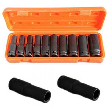 Juego de 10 Piezas de Llaves de Vaso Hexagonales de 1/2 (10 a 24 mm)