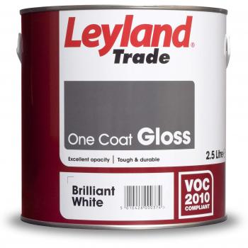 Leyland Trade One‑Coat Gloss Paint for Wood – Brilliant White / Black, 750 ml / 2.5 L