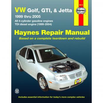 VW Golf, GTI, & Jetta, 1999 Thru 2005: All 4-Cylinder Gasoline Engines; TDI Diesel Engine (1999-2004)