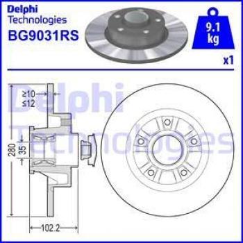 DELPHI BG9031RS Disque de frein
