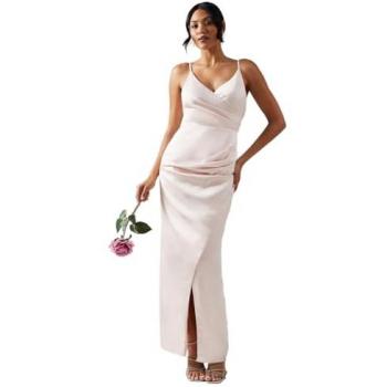 Oasis Ruche Side Strappy Satin Maxi Bridesmaid Dress