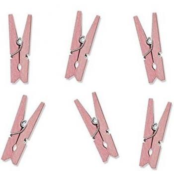 PartyDeco KLD-081-KARTON: Set di 20 Mollette Decorative Rosa per Regalo Battesimo