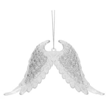 Christmas Silver Sparkle Snowflake Angel Wings Ornament