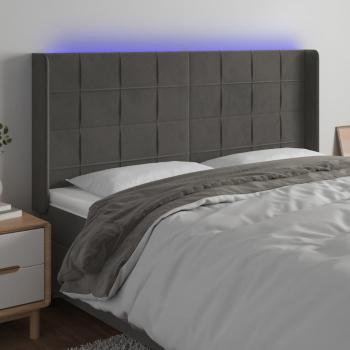 Cabecero Terciopelo LED Gris Profundo 183×16 cm