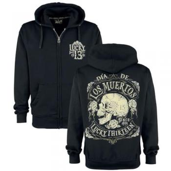 Lucky 13 Black Dead Skull Rockabilly Hoodie