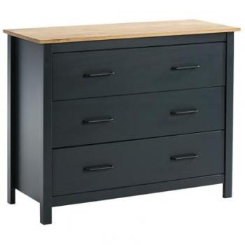 Commode TINA 3 tiroirs bois ciré couleur bleu pétrole – Altobuy