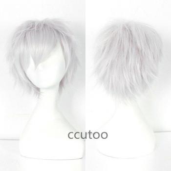 Peluca sintética azul corto esponjoso 30cm Shido Itsuka para cosplay