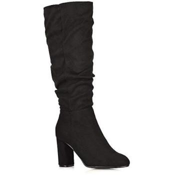 Alana Ruched Zip‑Up Long Boots, Jet Black, Women's 5 – XY London
