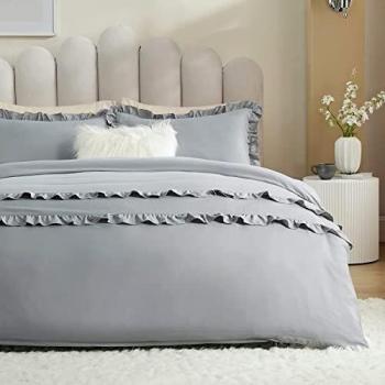 Bedsure Single Grey Microfiber Duvet Cover & Pillowcase Set