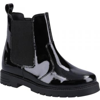 Hush Puppies Laura Patent Snr Leather Youth Black Boots