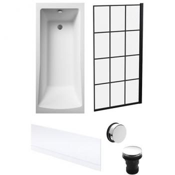Square Bath with Framed Screen and Chrome Waste