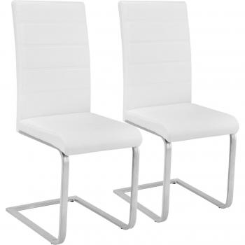Chaises de salle à manger rembourrées aspect cuir blanc