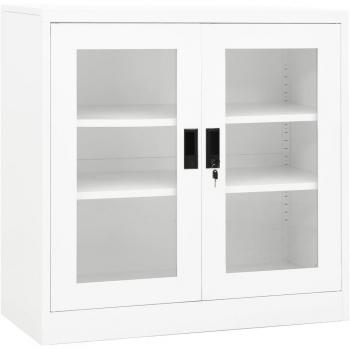 Armoire de Bureau Blanc 90x40x90 cm en Acier et Verre Trempé Vidaxl
