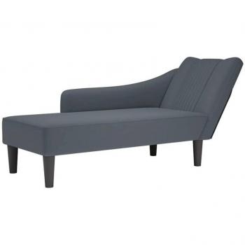 Chaudron de salon gris anthracite velours, accoudoir droit