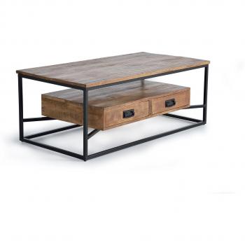 Giner Y Colomer – Tavolino con 2 Cassetti, Dimensioni 45x60x120 cm, Massello di Mango e Metallo
