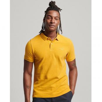 Polo Superdry Classic piqué mostaza manga corta para hombre