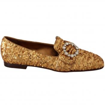 Dame’s Goudkleurige Kristal Loafers