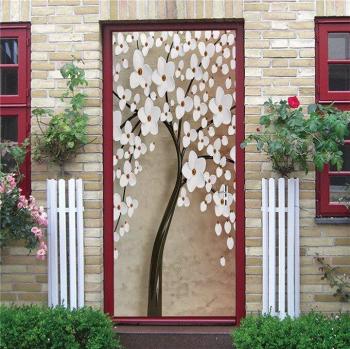 Decoración de puerta con pegatina 3D de flores