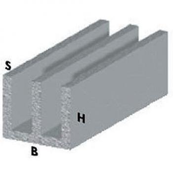 Profil Argent H.100 cm Double Canal U 20x18x1