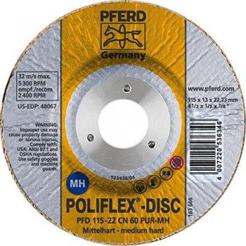 PFERD Poliflex Schleifscheibe Ø 115 mm Mittelhart PUR SIC60