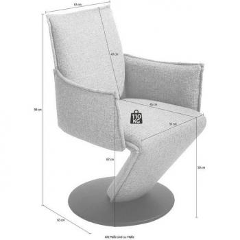 Drehstuhl K+W Komfort & Wohnen Drive – Leder CLOUD, Drehteller schwarz metallisch strukturiert