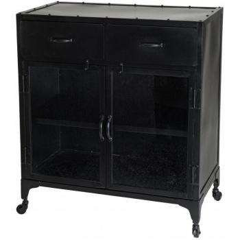 Buffet industriel MACABANE 80 × 93 × 43 cm – 2 portes, 2 tiroirs en métal noir