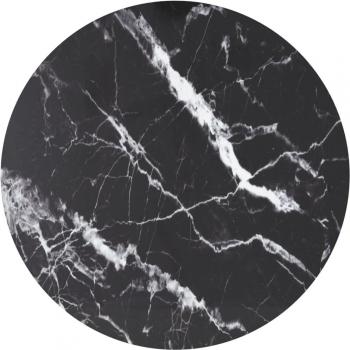 Dessus de table noir Ø80x1 cm en verre trempé avec design marbre