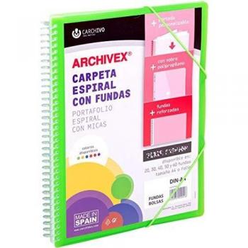 Carpeta Espiral 40 Fundas A4 Archivex-Star Canguro Verde Claro