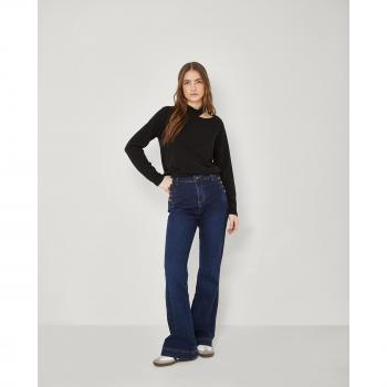 Pantalón Vaquero Mujer Flare con Detalle de Botones