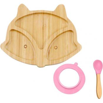 Baby Feeding Bowl Set with Bamboo Sheep Plate and Suction Spoon