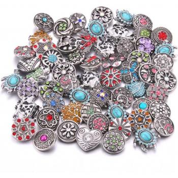 Rhinestone Snap Buttons, Mixed Style, 12mm & 18mm, 10pcs/lot