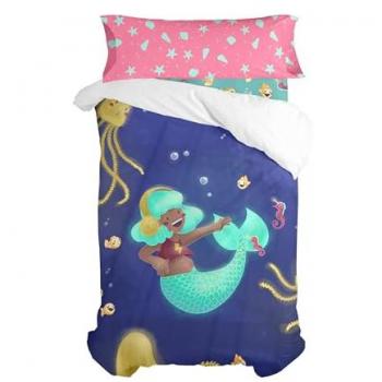 Juego Nórdico Happy Mermaid 2 Piezas Multicolor 140x200 cm, 100% Algodón, Calidad 150 TC, Fabricado en España