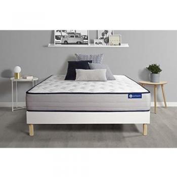 Actisom Matelas Mémoire de Forme 90x190 cm 5zones de Confort + sommier KIT Blanc