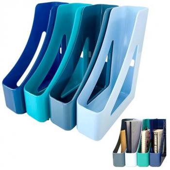 Deflecto Pack of 4 Cool Breeze A4 Magazine Files in Deep Blue and Aqua