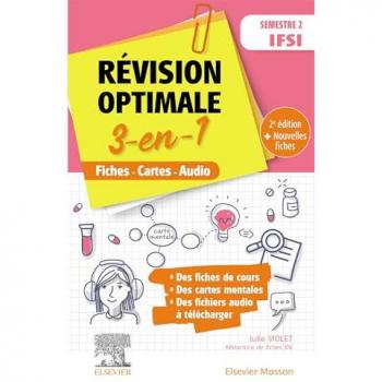 Révision optimale 3-en-1 : semestre 2 IFSI : fiches, cartes, audio