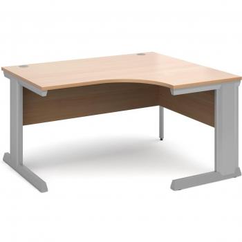 400mm Right Hand Ergonomic Desk with Silver Frame and Beech Top from Vivo